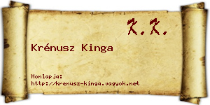 Krénusz Kinga névjegykártya